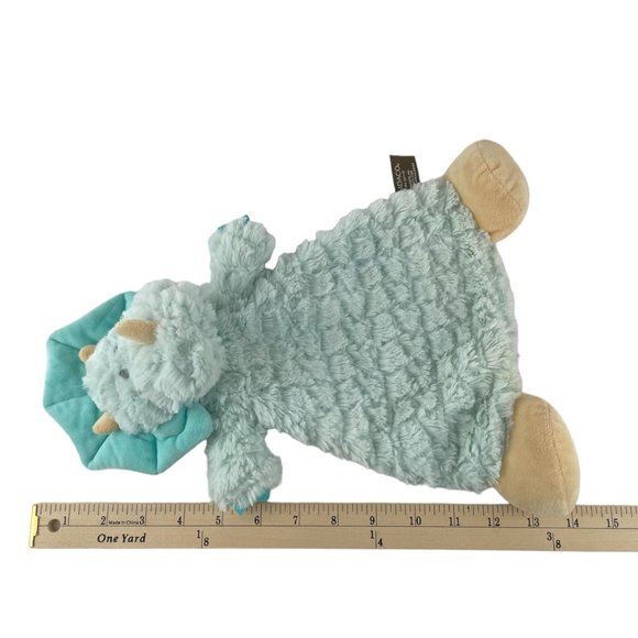 Demdaco Green Dinosaur Lovey 14" Triceratops Baby Security Blanket Rattle - Picture 4 of 5